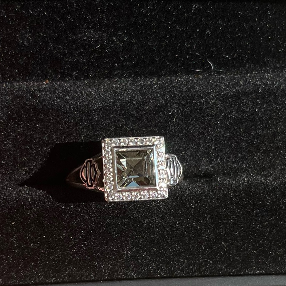 Harley-Davidson Black Ice Crystal Outline Bling Ring size 6